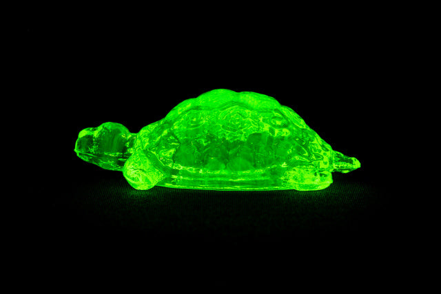 Uranium Glass Tableware (Glow under UV) - Statuette - Turtle, Czech Republic
