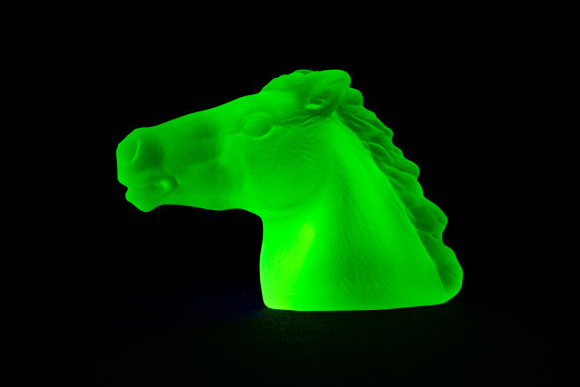 Uranium Glass Tableware (Glow under UV) - Statuette - Hourse Head, Czech Republic