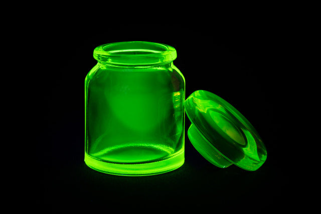 Uranium Glass Tableware (Glow under UV) - Bottle with Lid, Czech Republic