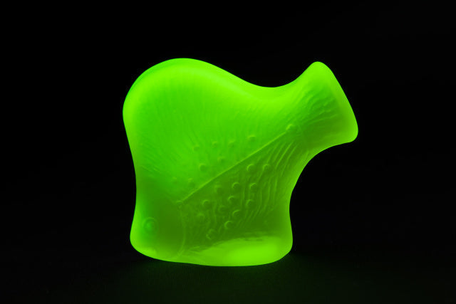 Uranium Glass Tableware (Glow under UV) - Statuette - Fish, Czech Republic