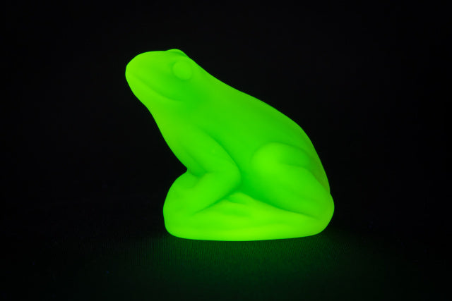 Uranium Glass Tableware (Glow under UV) - Statuette - Frog, Czech Republic