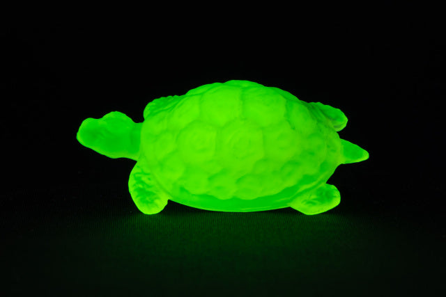 Uranium Glass Tableware (Glow under UV) - Statuette - Turtle, Czech Republic
