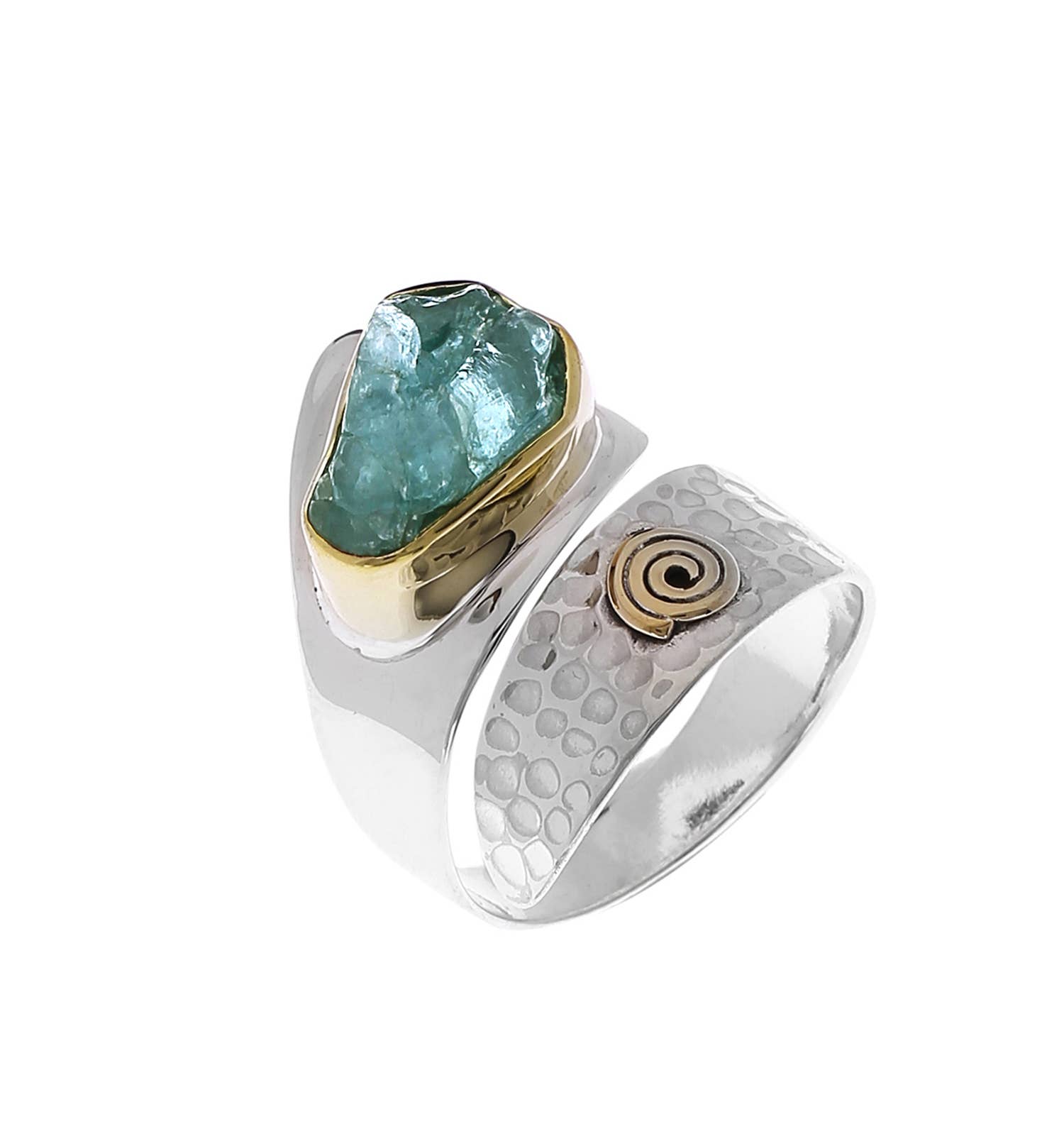 Raw Neon Apatite 925 Sterling Silver Brass Stylish Ring: 8