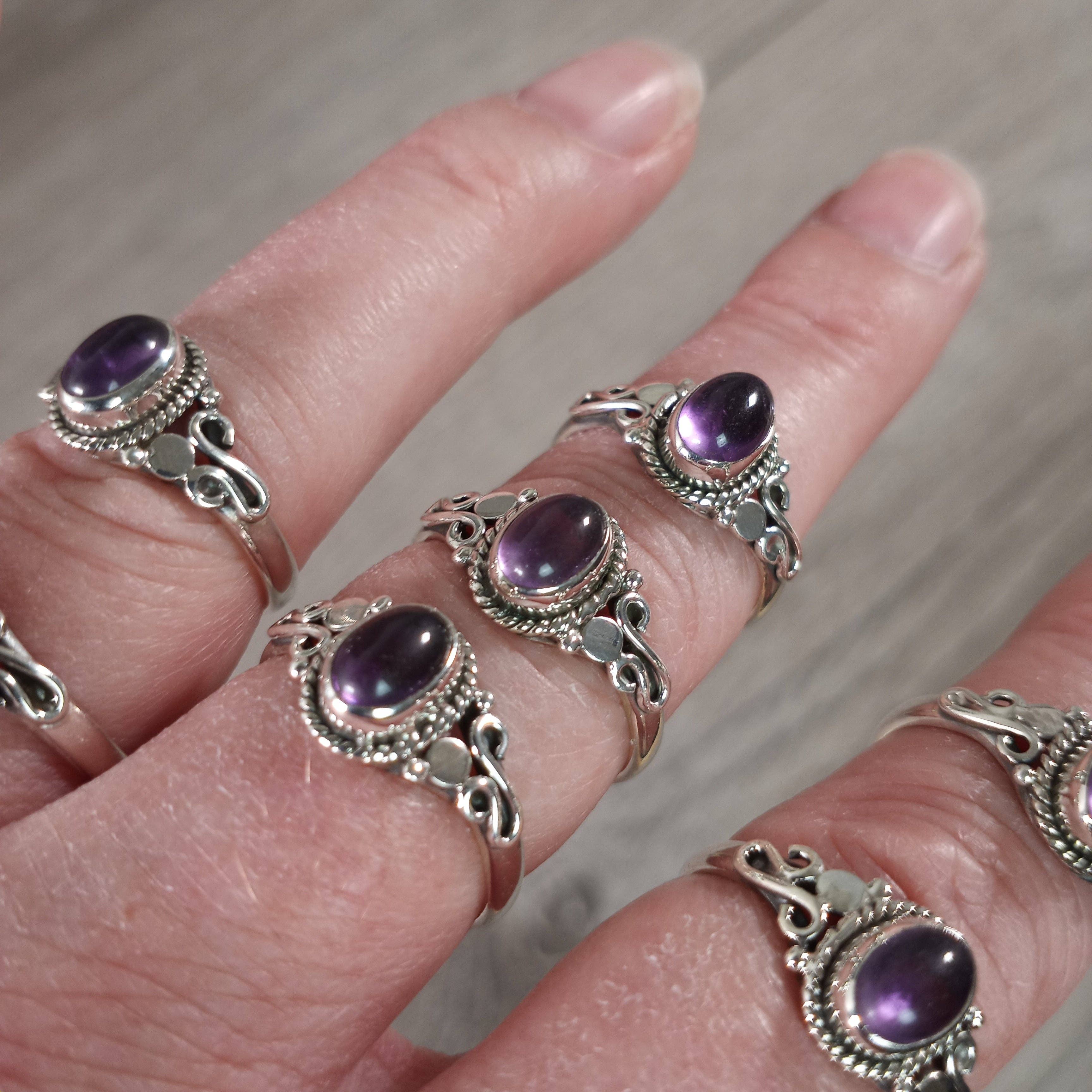 Gemstone Sterling Silver Ring Boho Chic: Emerald / 6