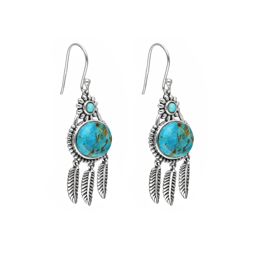 925 Sterling Silver Mohave Turquoise Leaf Style Earring