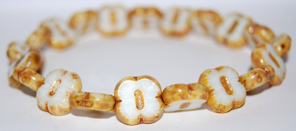 Table Cut Flower-Knob Beads, Beige 43400 (84000 43400), Glass, Czech Republic