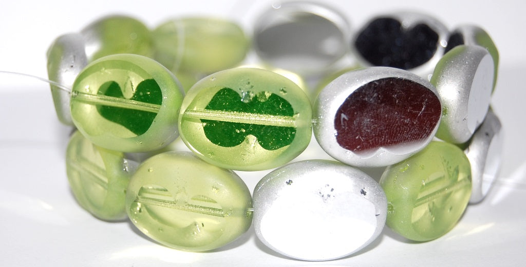 Table Cut Oval Beads, Transparent Yellow Crystal Silver Half Coating (80130 27001), Glass, Czech Republic