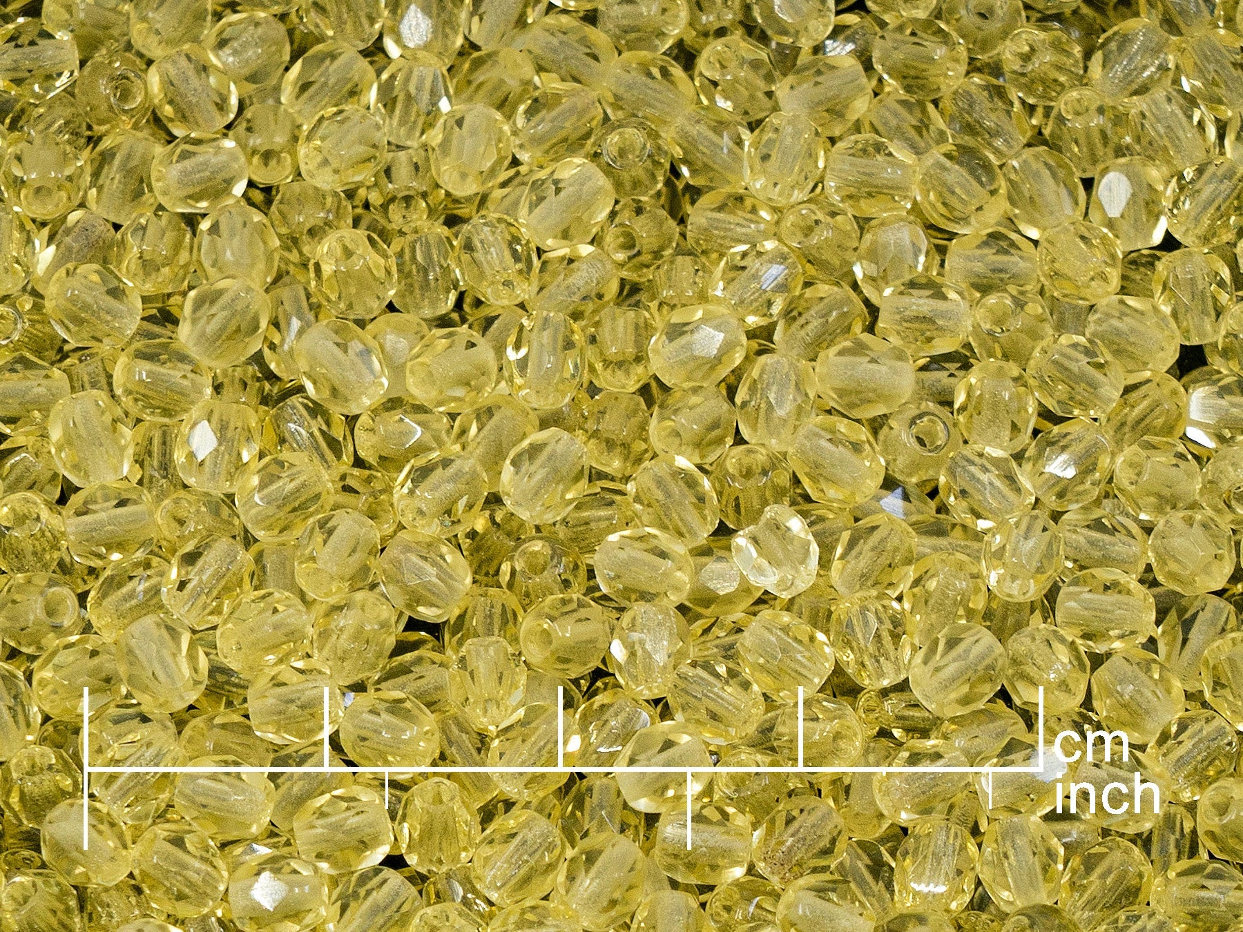 OUTLET 250g Fire Polished Round Faceted Beads, 4 mm, Transparent Yellow (151-19001-04x04-80120)