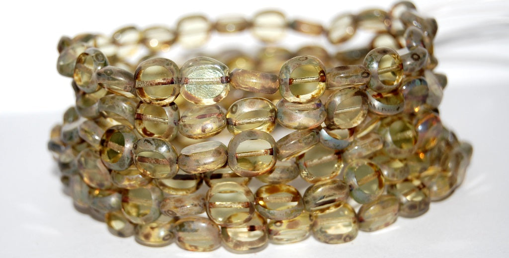Table Cut Round Candy Beads, Transparent Yellow 43400 (80130 43400), Glass, Czech Republic