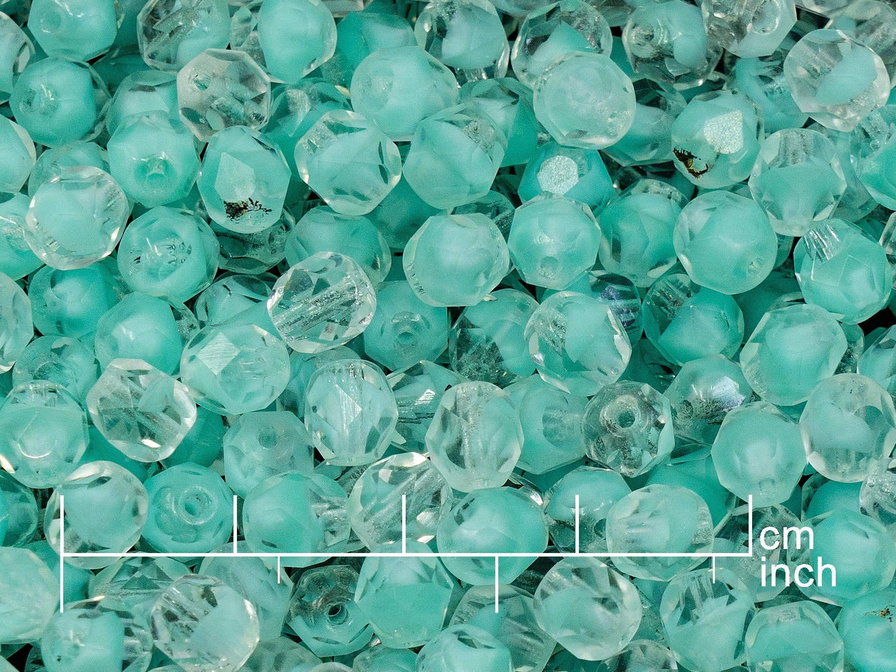 OUTLET 250g Fire Polished Round Faceted Beads, 6 mm, Teal (151-19001-06x06-56218)