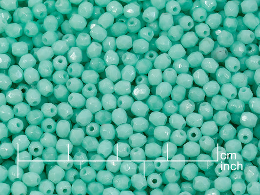 OUTLET 10 grams Faceted Round Fire Polished Beads, 3 x 3 mm, Turquoise Silk (54200), Glass, Czech Republic