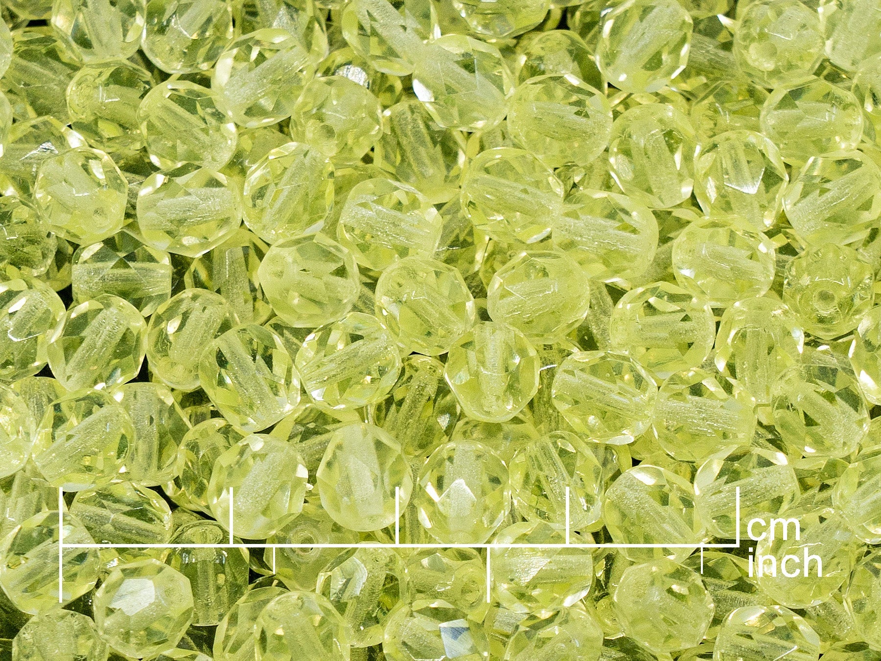 OUTLET 250g Fire Polished Round Faceted Beads, 6 mm, Transparent Yellow (151-19001-06x06-80130)