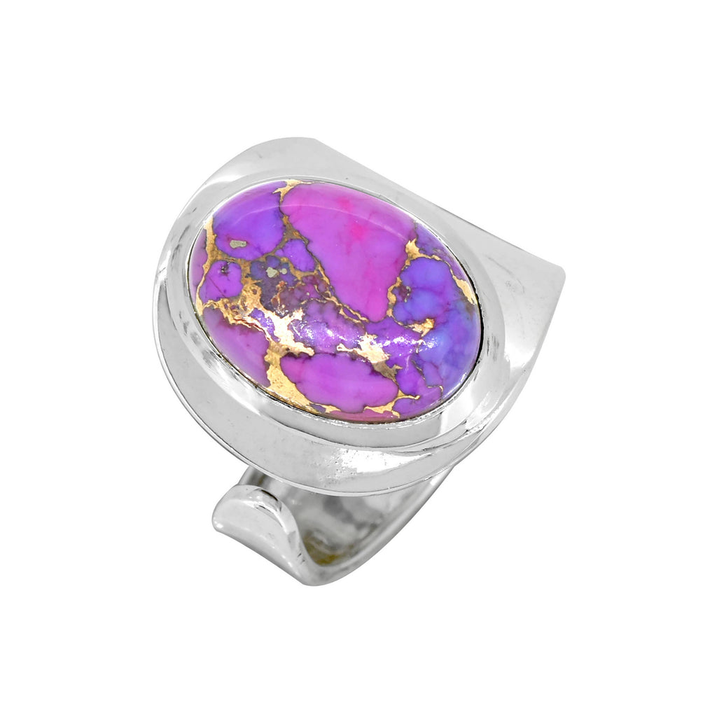 Sterling Silver Purple Copper Turquoise Gemstone Ring: 6