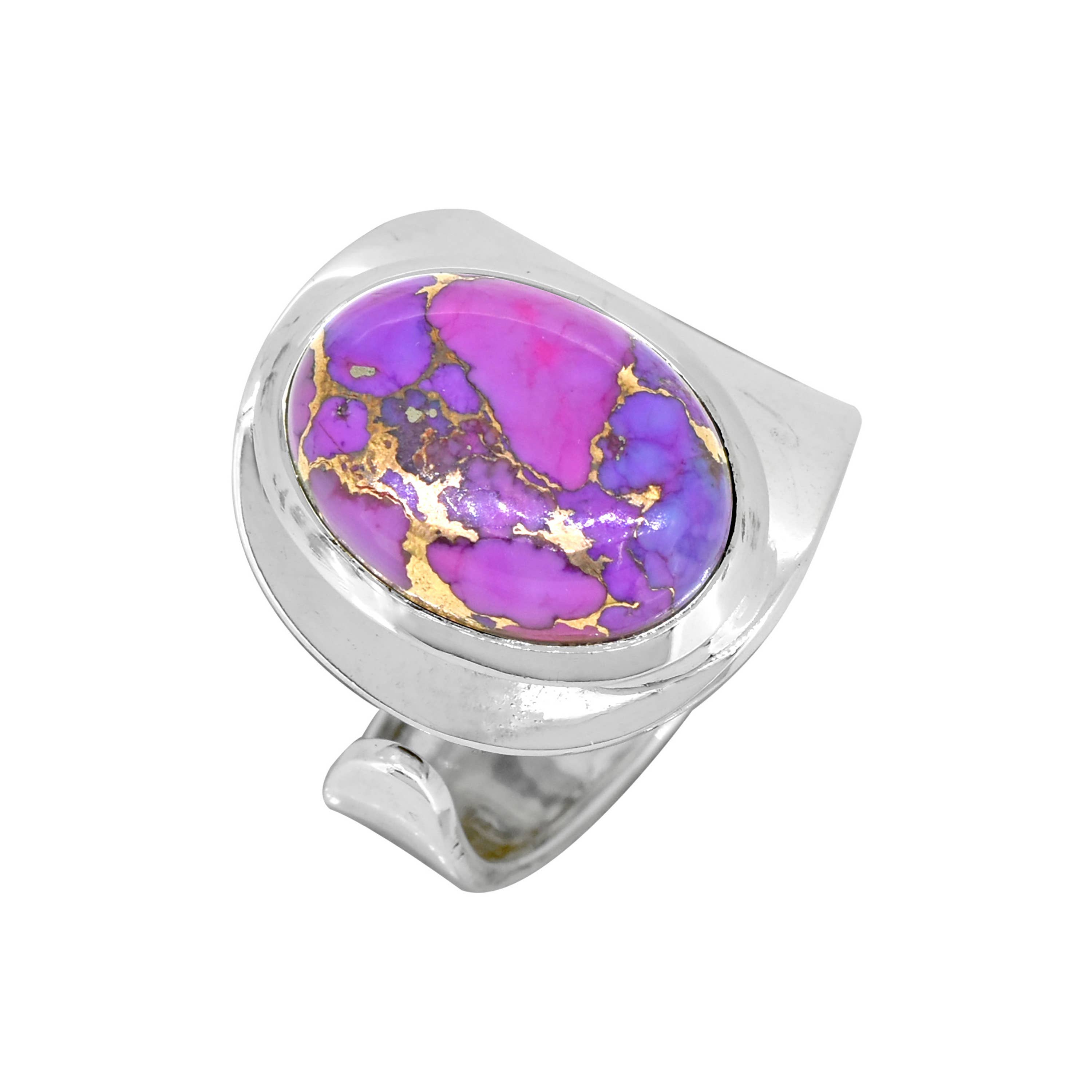 Sterling Silver Purple Copper Turquoise Gemstone Ring: 6