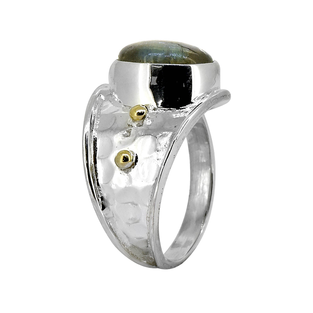 925 Sterling Silver Labradorite Gemstone Artisan Ring: 7