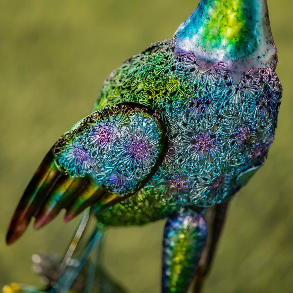 35" Tall Standing Colorful Iron Peacocks in 2 Assorted Style
