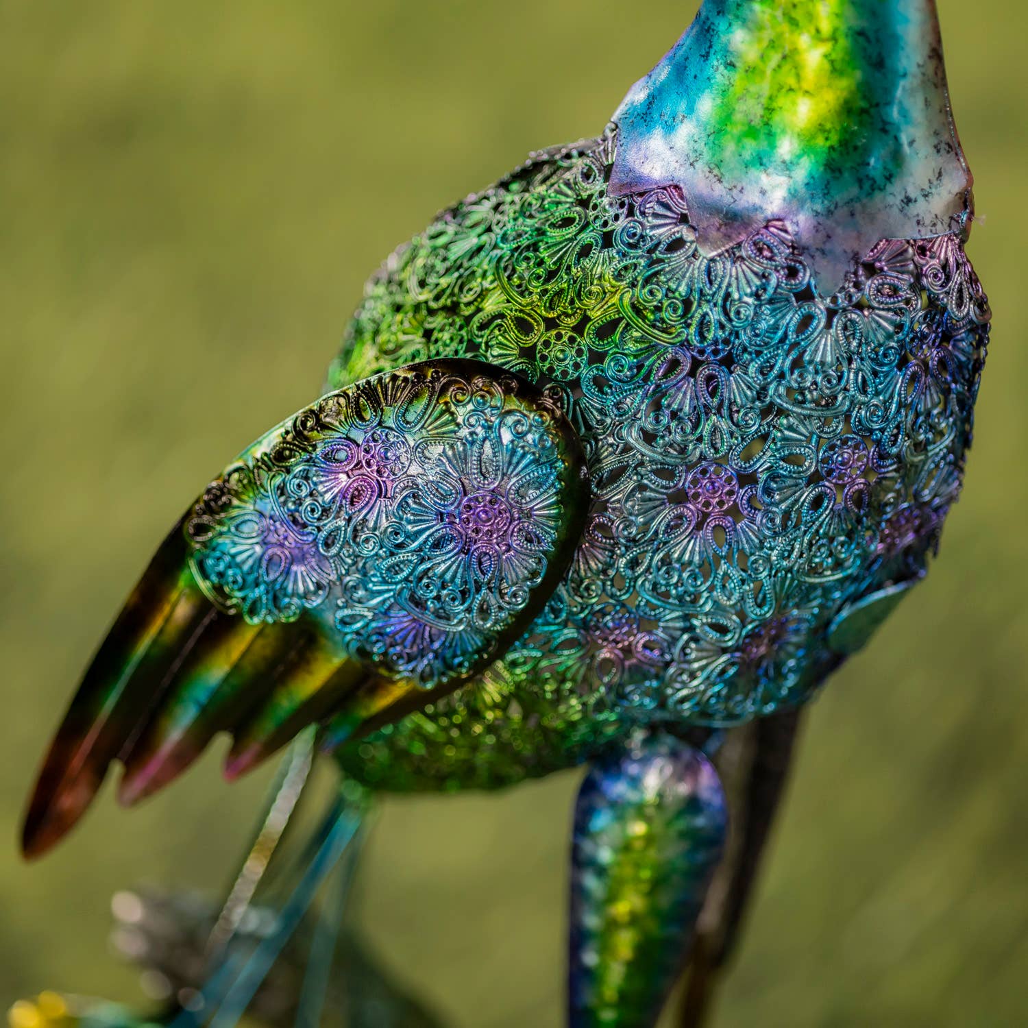 35" Tall Standing Colorful Iron Peacocks in 2 Assorted Style