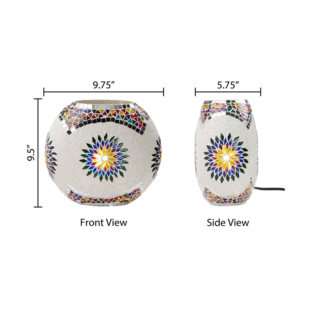 9.5" Geometric Mosaic Glass Oval Globe Accent Lamp