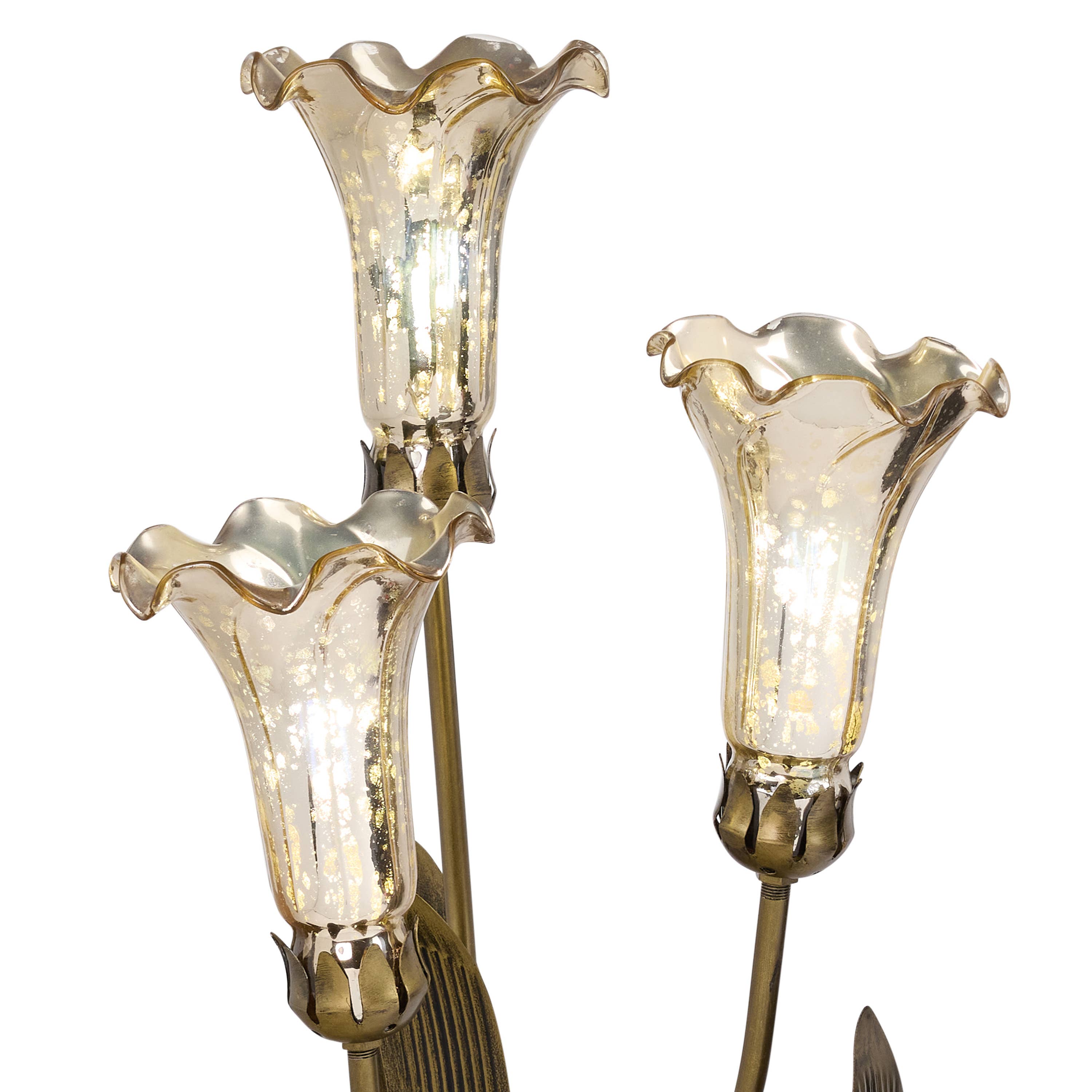 21.75"H Hand Blown Glass 3 Lily Uplight Table Lamp