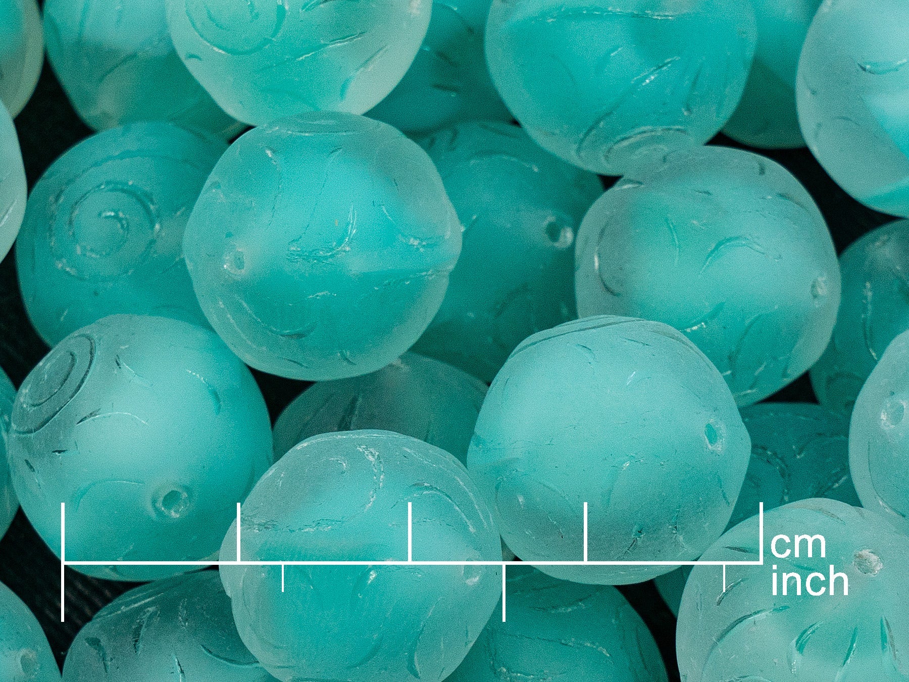 OUTLET 250g Pressed Czech Glass Beads, 16 mm, Teal Matte (111-30115-16x16-56218-84110)
