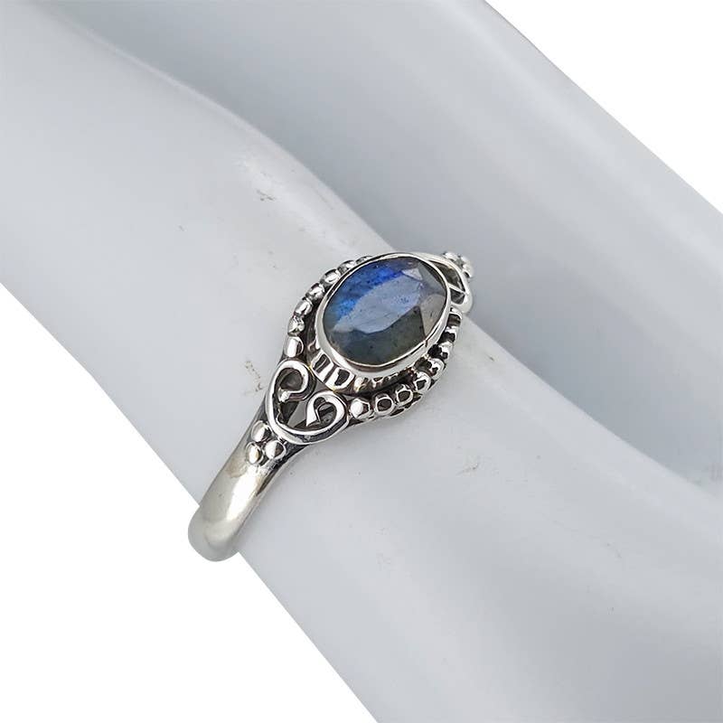 Faceted Labradorite Sterling Silver Ring: 8