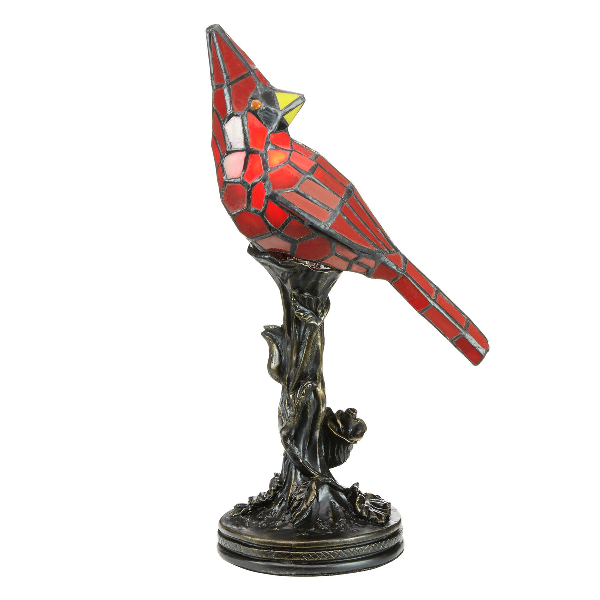 13.5" Skylar Cardinal Red Bird Stained Glass Accent Lamp