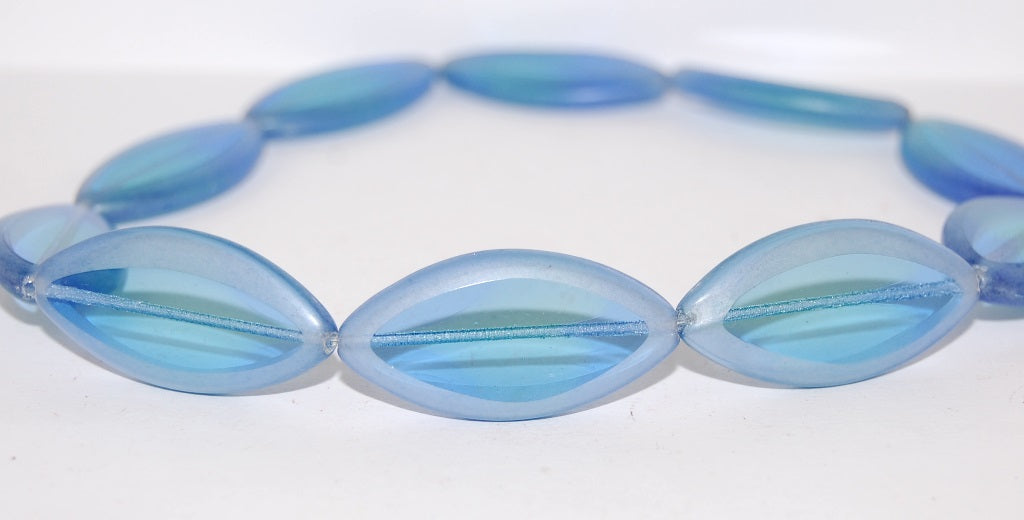 Table Cut Oval Beads, 87311 Luster Cream (87311 14401), Glass, Czech Republic