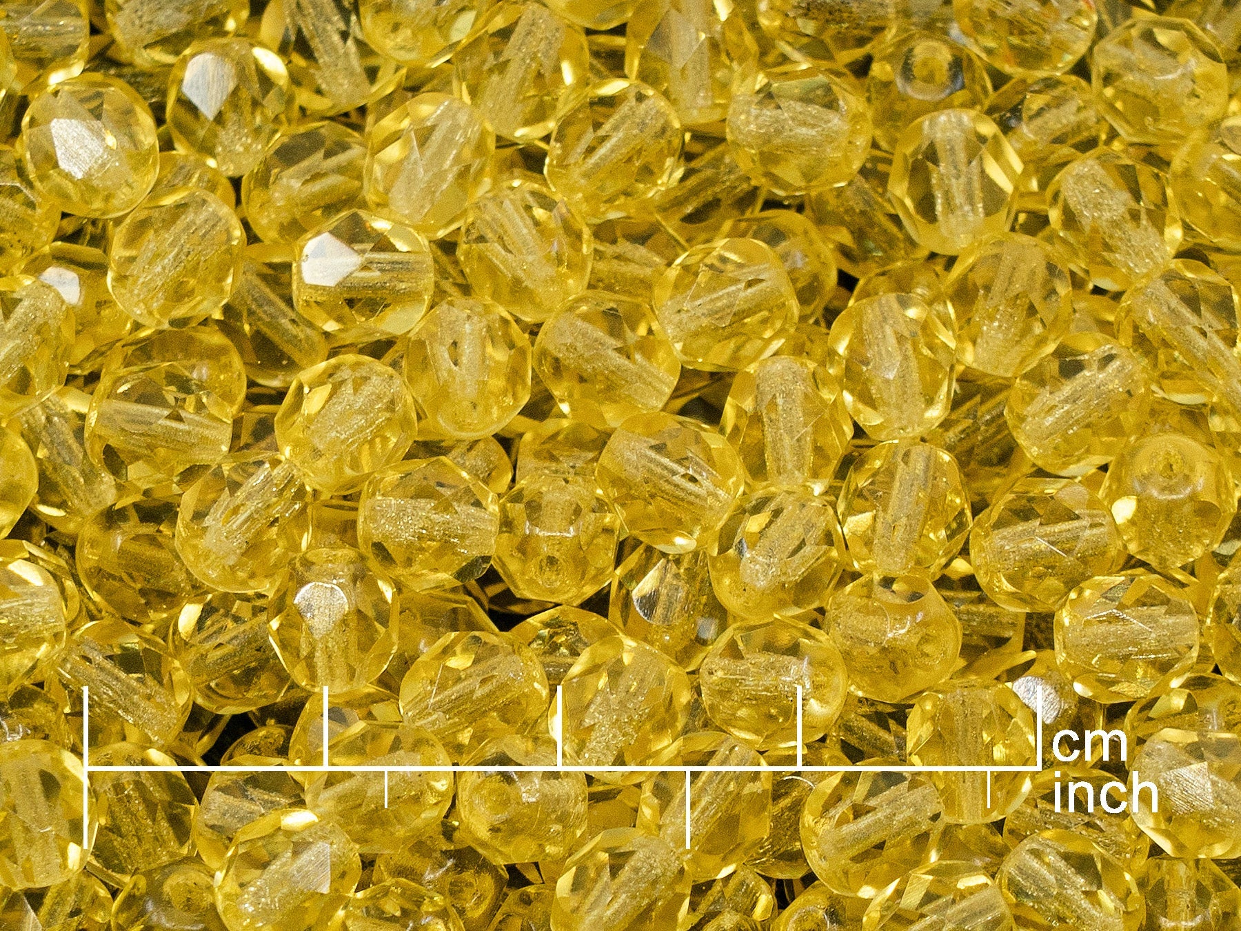 OUTLET 250g Fire Polished Round Faceted Beads, 6 mm, Transparent Yellow (151-19001-06x06-80120)