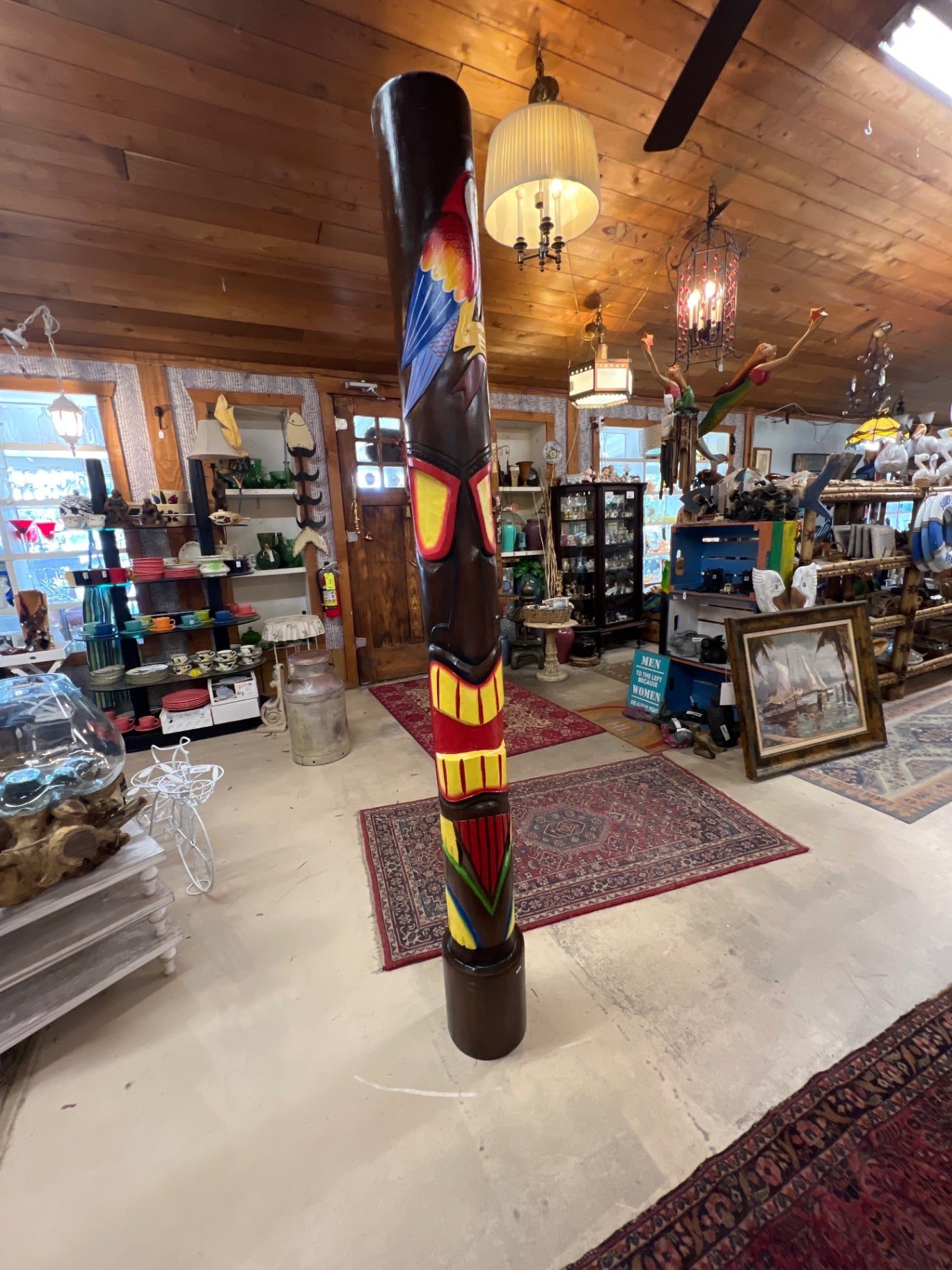 Decorative Tiki Totem Multicolor (Black, Red, Yellow, Green, Blue) Wood
