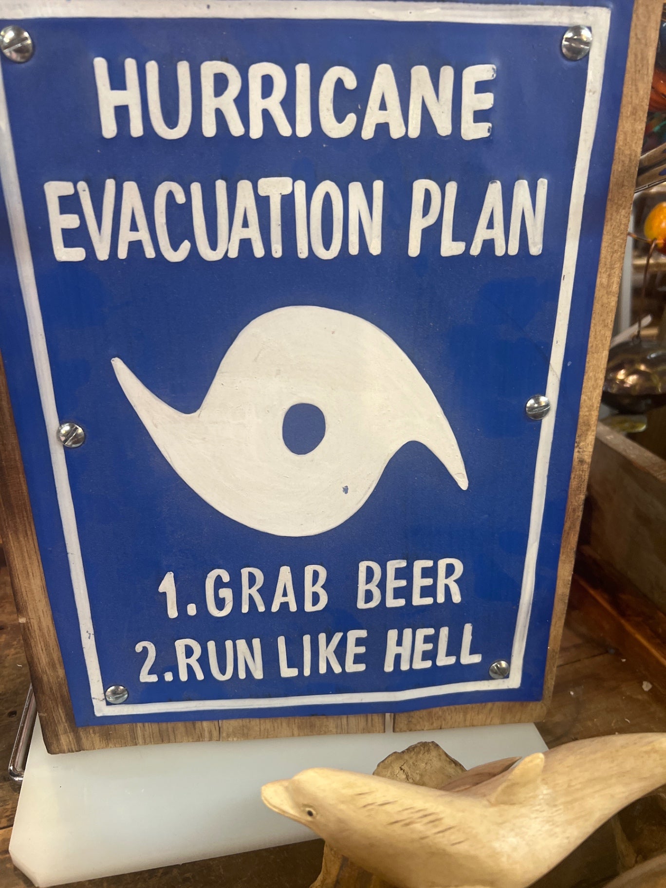 Sign/Poster Blue and white Wood and paint