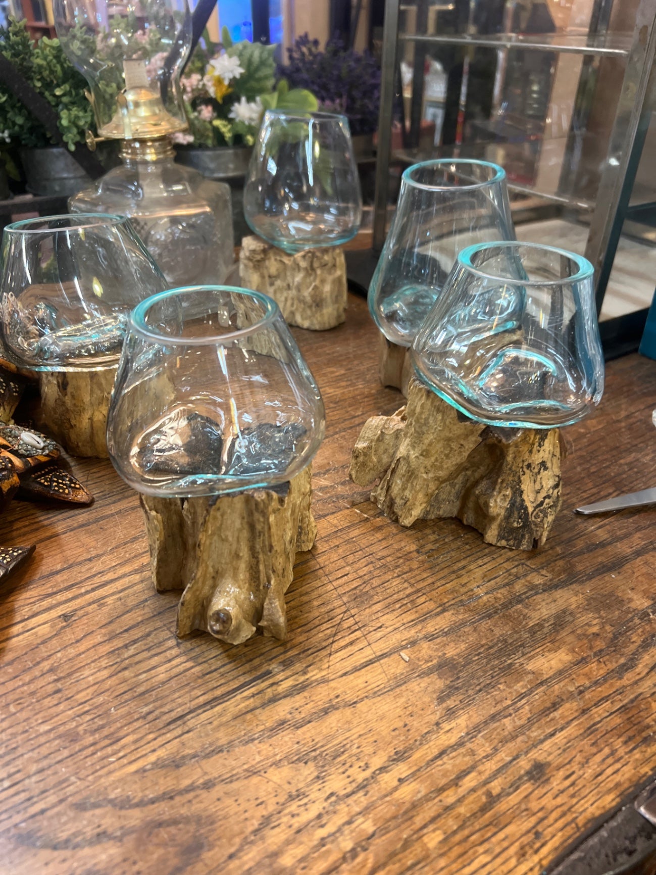 Drinkware/Decor Clear/Transparent Glass and Wood