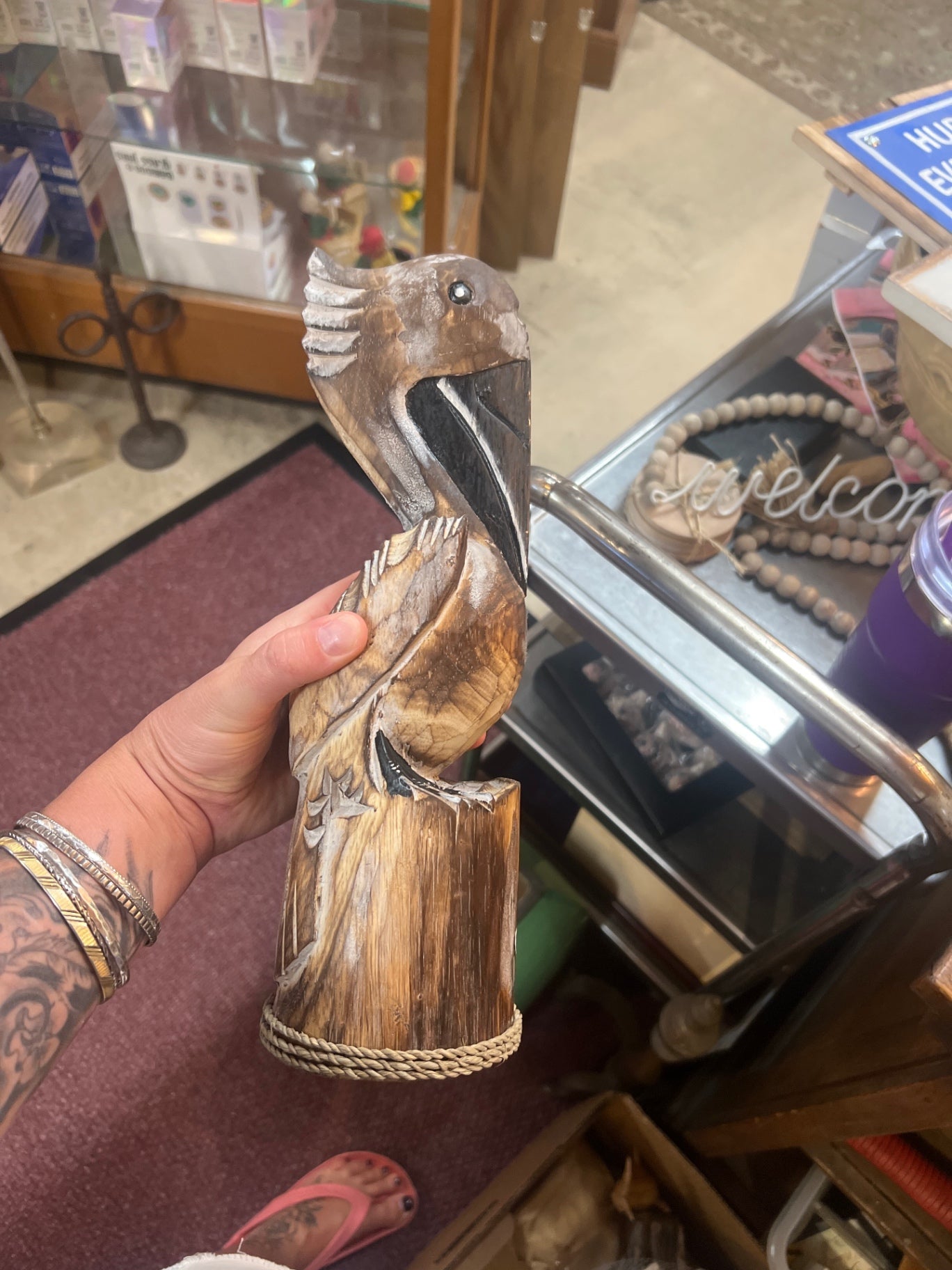 Decorative Wooden Sculpture Brown Wood