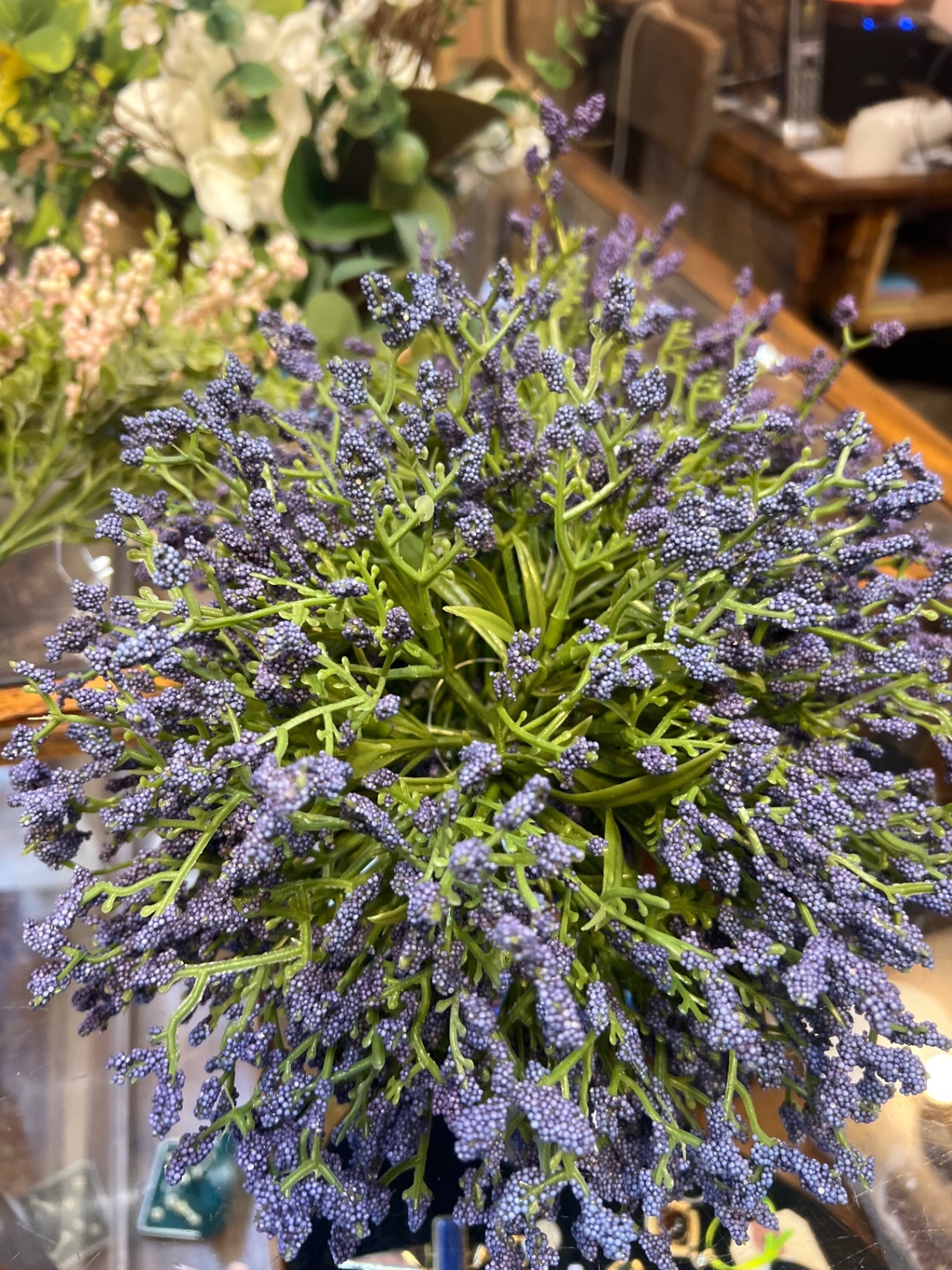 Artificial Lavender Plant Purple and Green Plastic and Faux flora