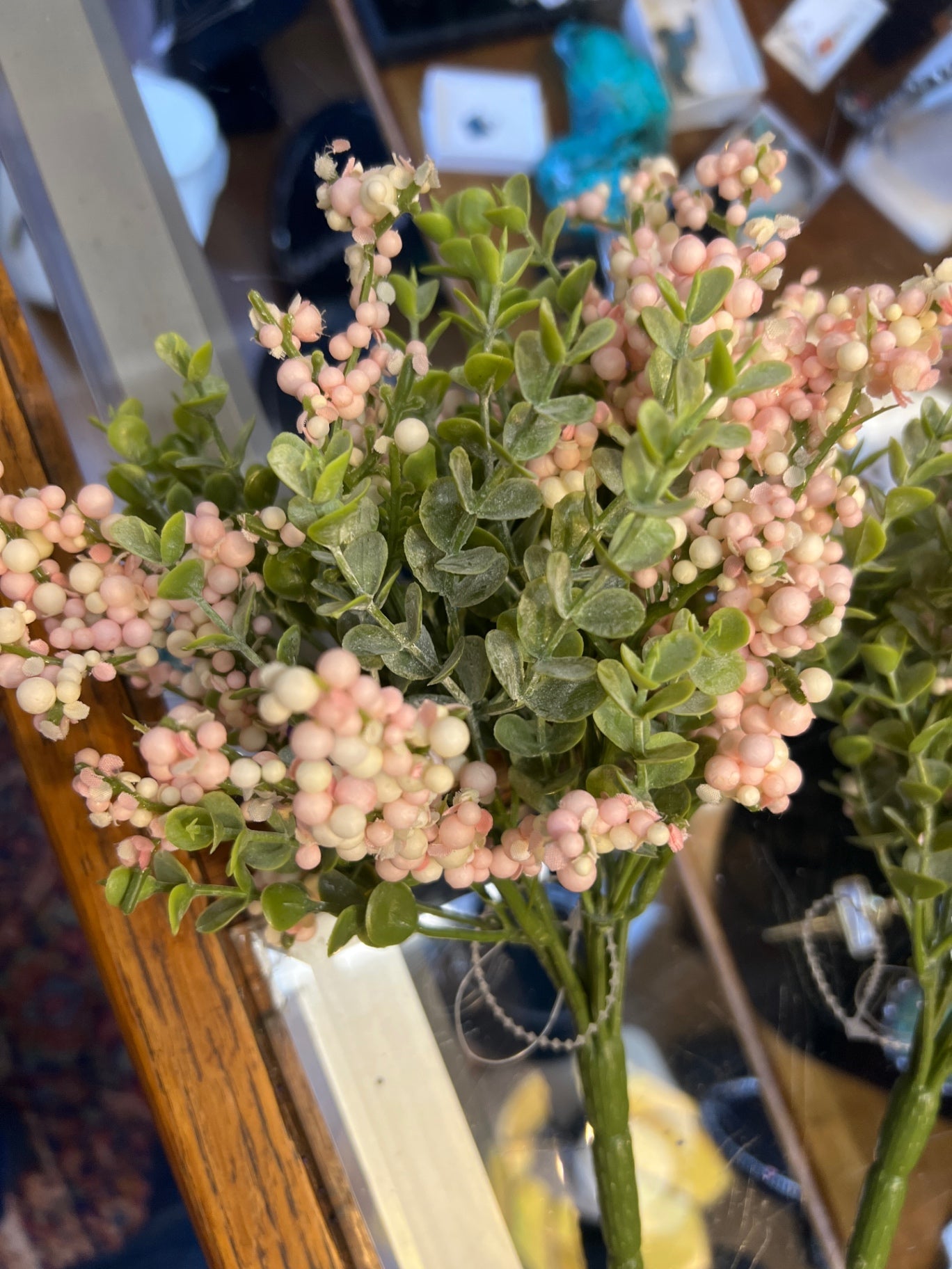 Artificial Plant Pink and Green Silk and Plastic