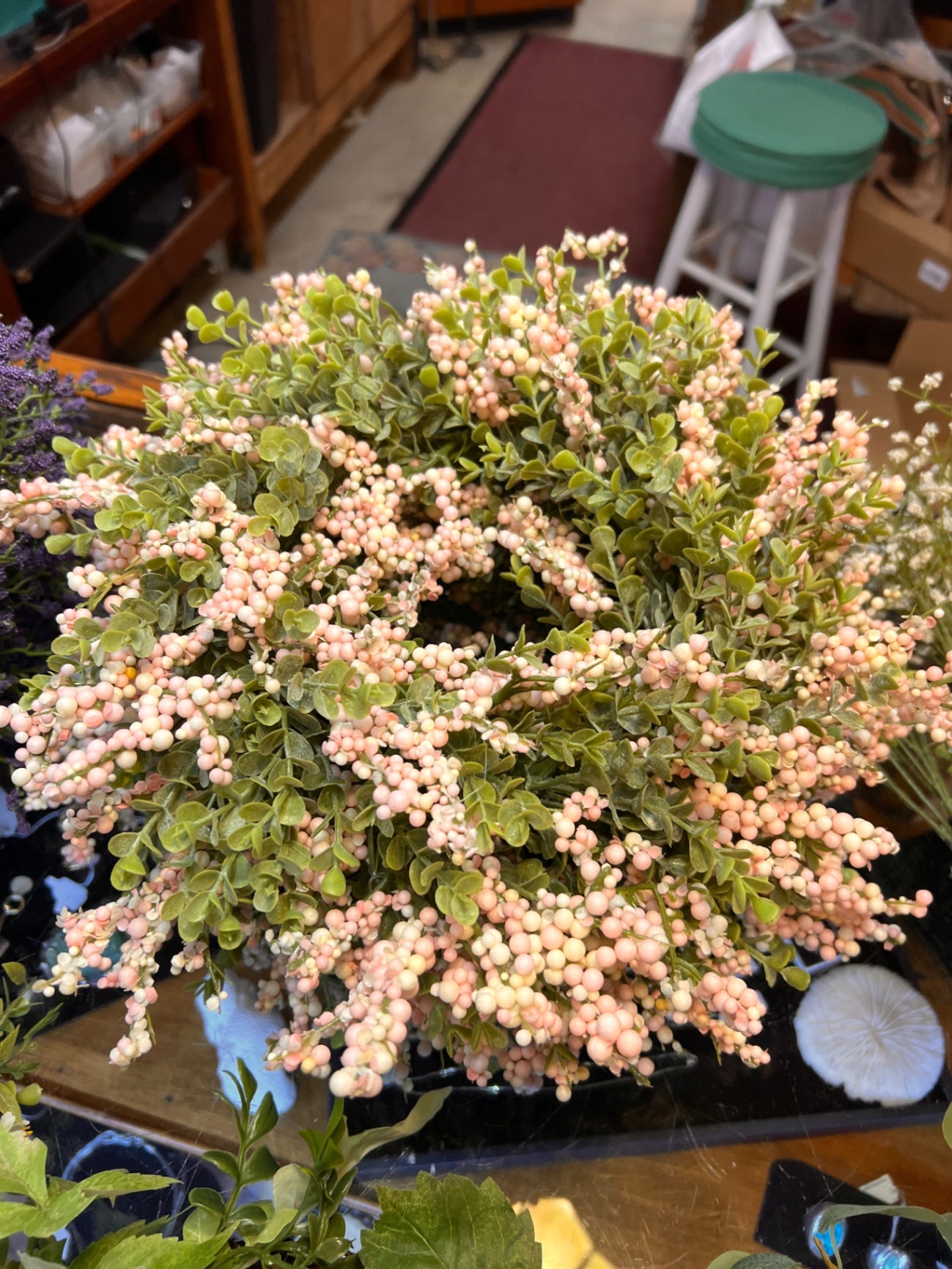 6 inch pink floral candle ring