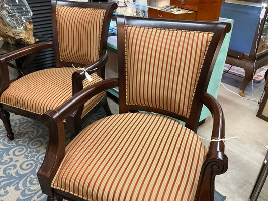 Armchair Red and beige striped Wood and fabric