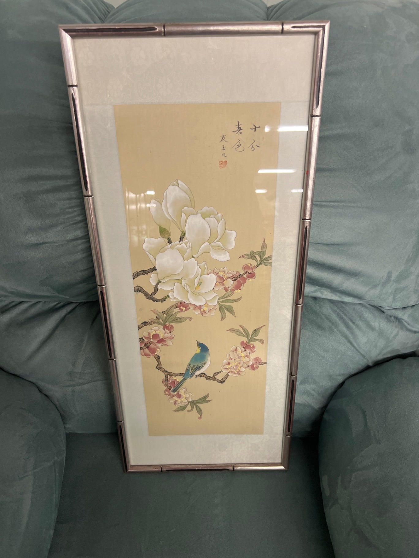 Asian Magnolia with Blue Bird Set of 2
