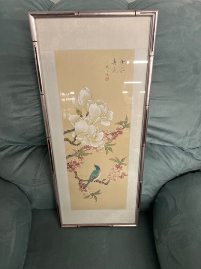 Asian Magnolia with Blue Bird Set of 2