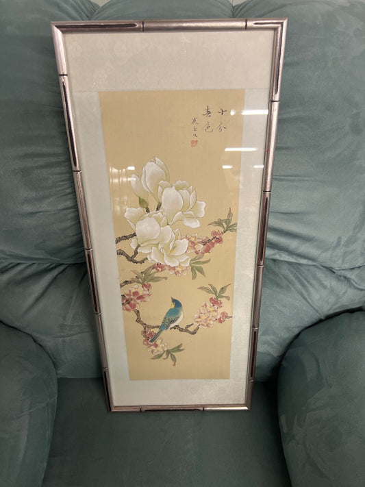 Asian Magnolia with Blue Bird Set of 2