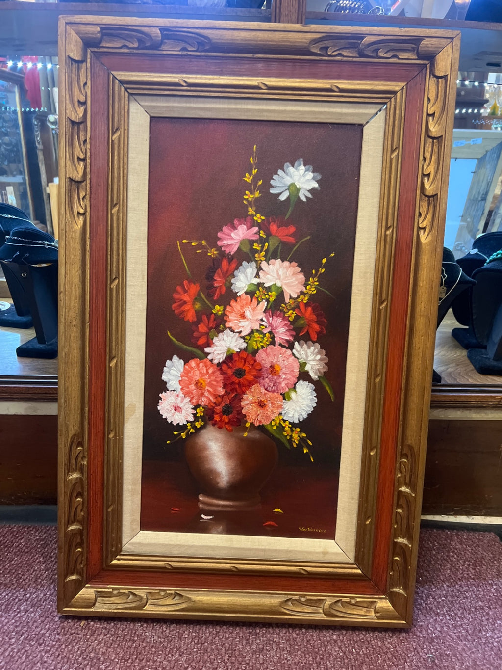 Floral oil, painting and Jin Wadkins