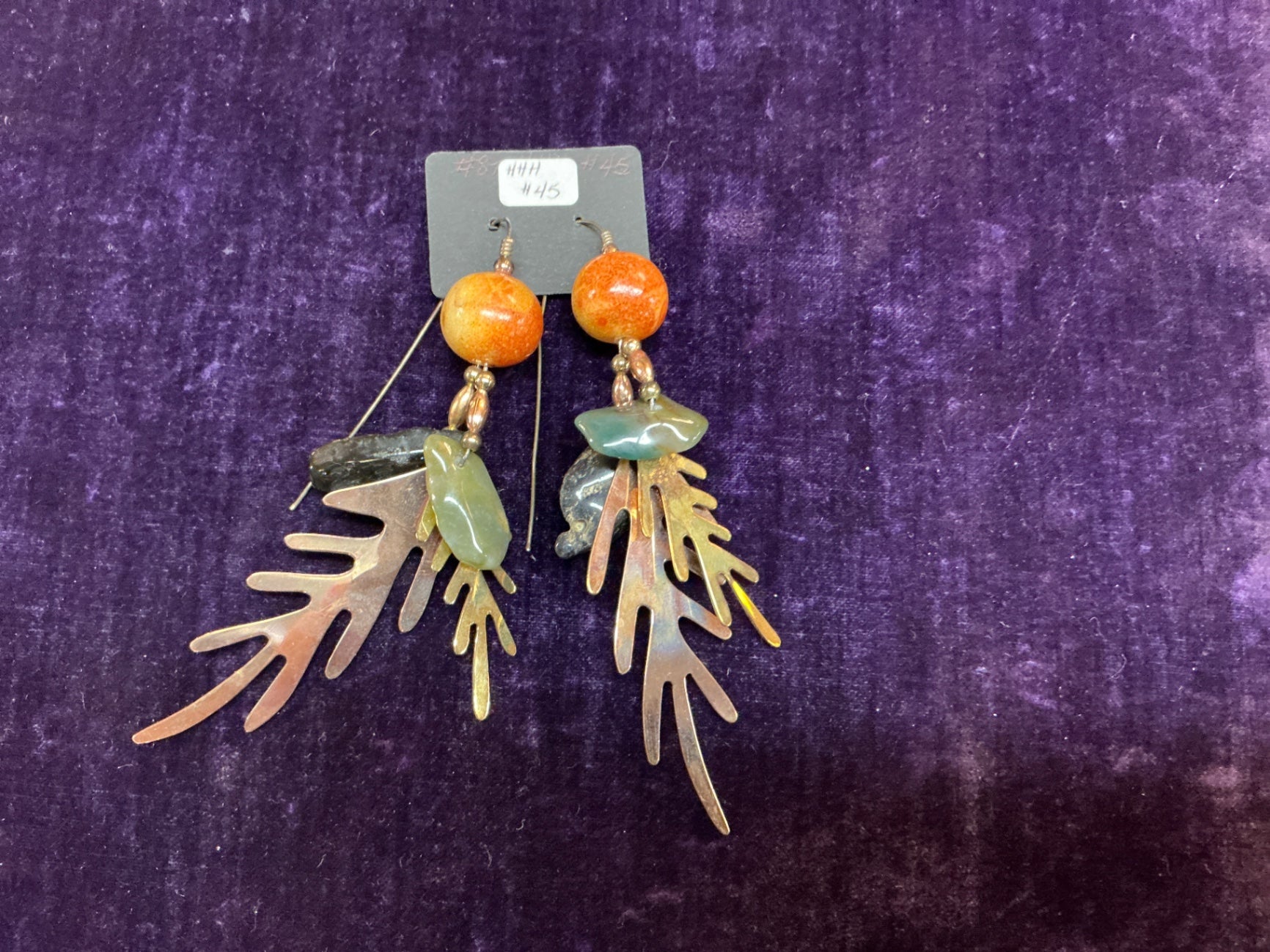 Earrings Multicolor Mixed materials (including metal, stone, and possibly ceramic or resin)