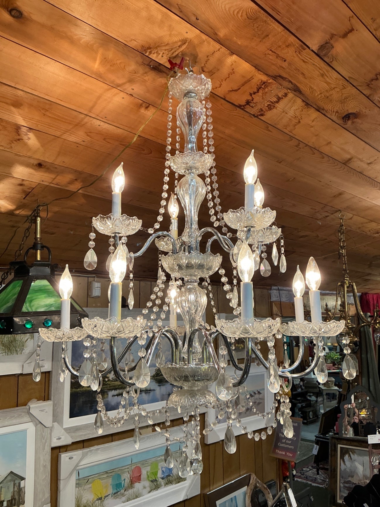 Chandelier Clear/Transparent Glass and Crystal