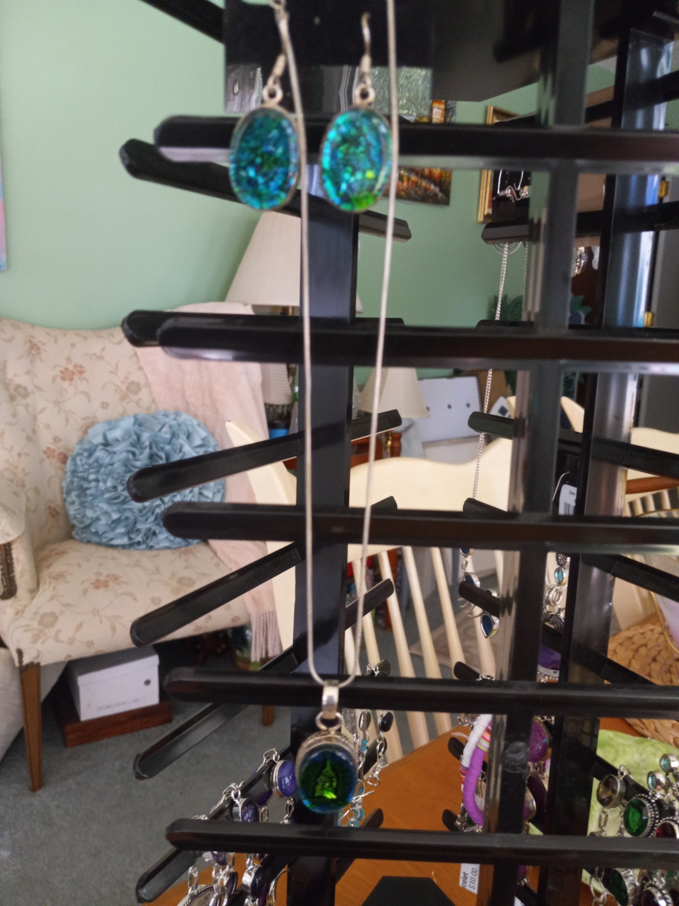 Dichroic necklace n earrings 