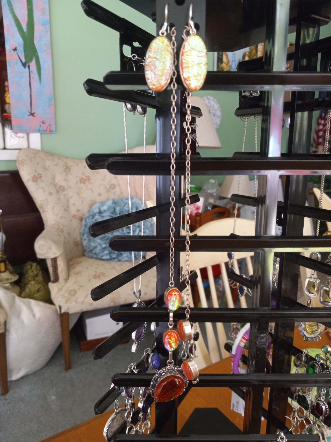 Dichroic necklace n earrings 