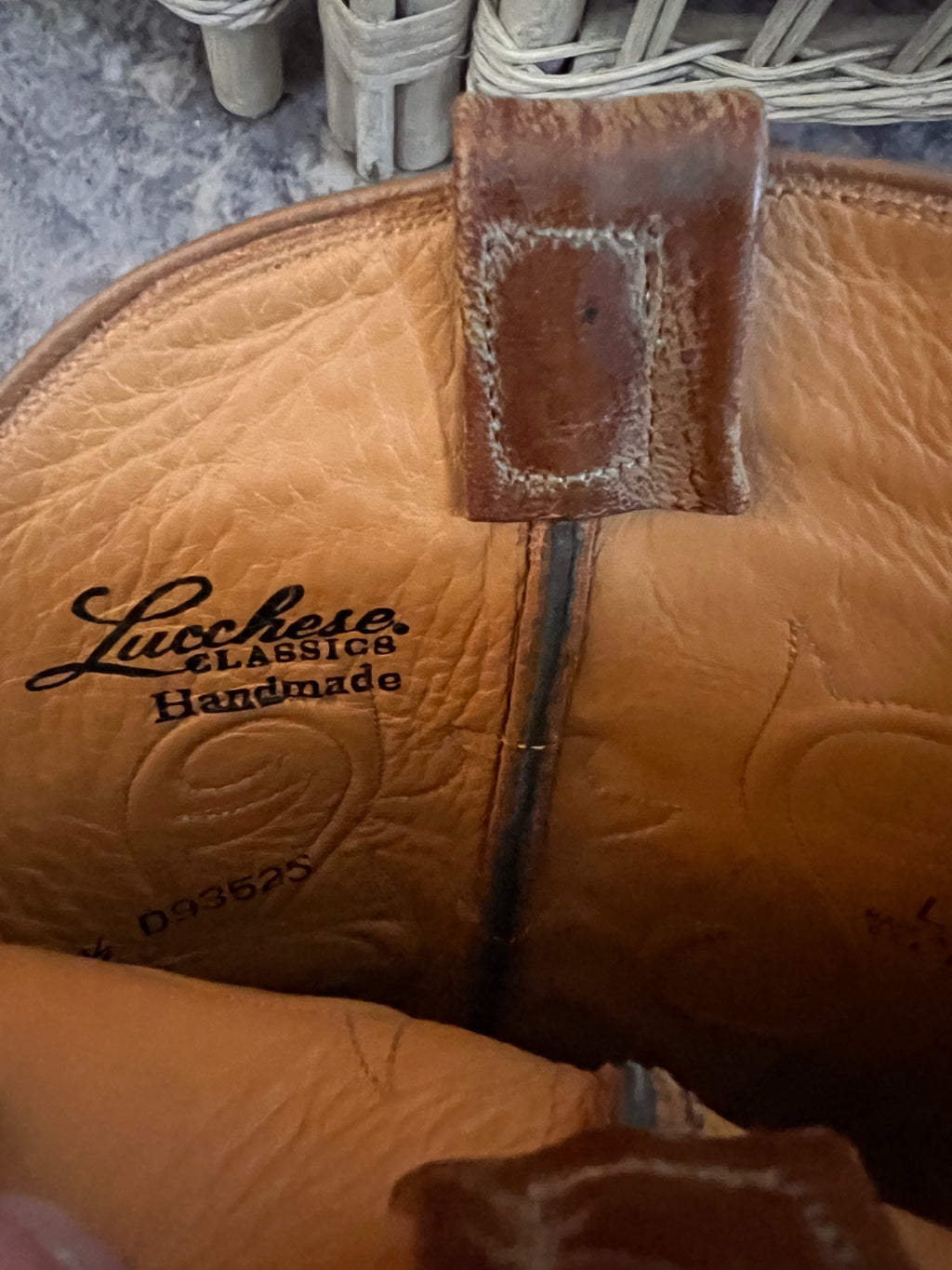 Luchese Elephant Cowboy Boots Light Brown Leather 10.5
