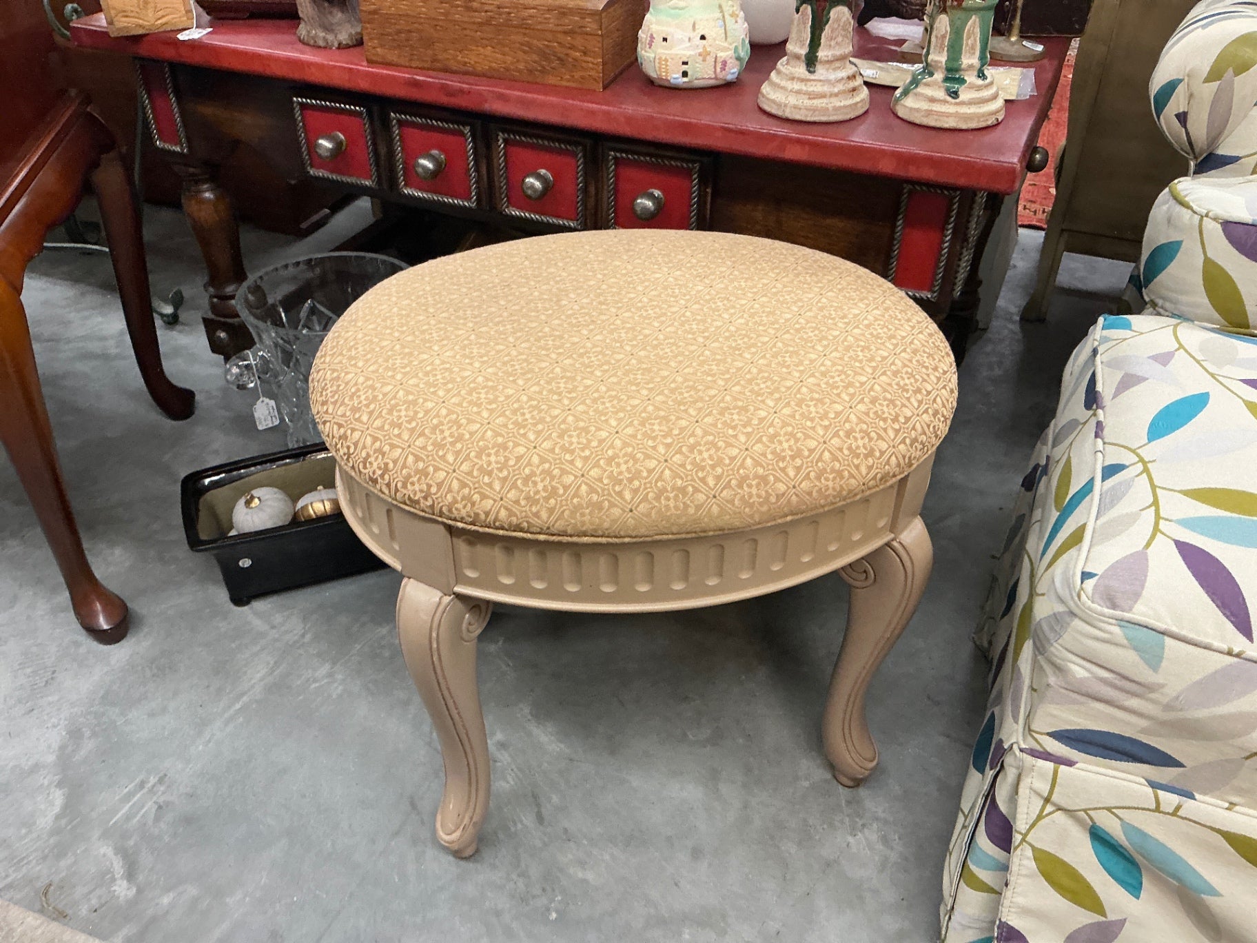 Ottoman Beige Wood and fabric