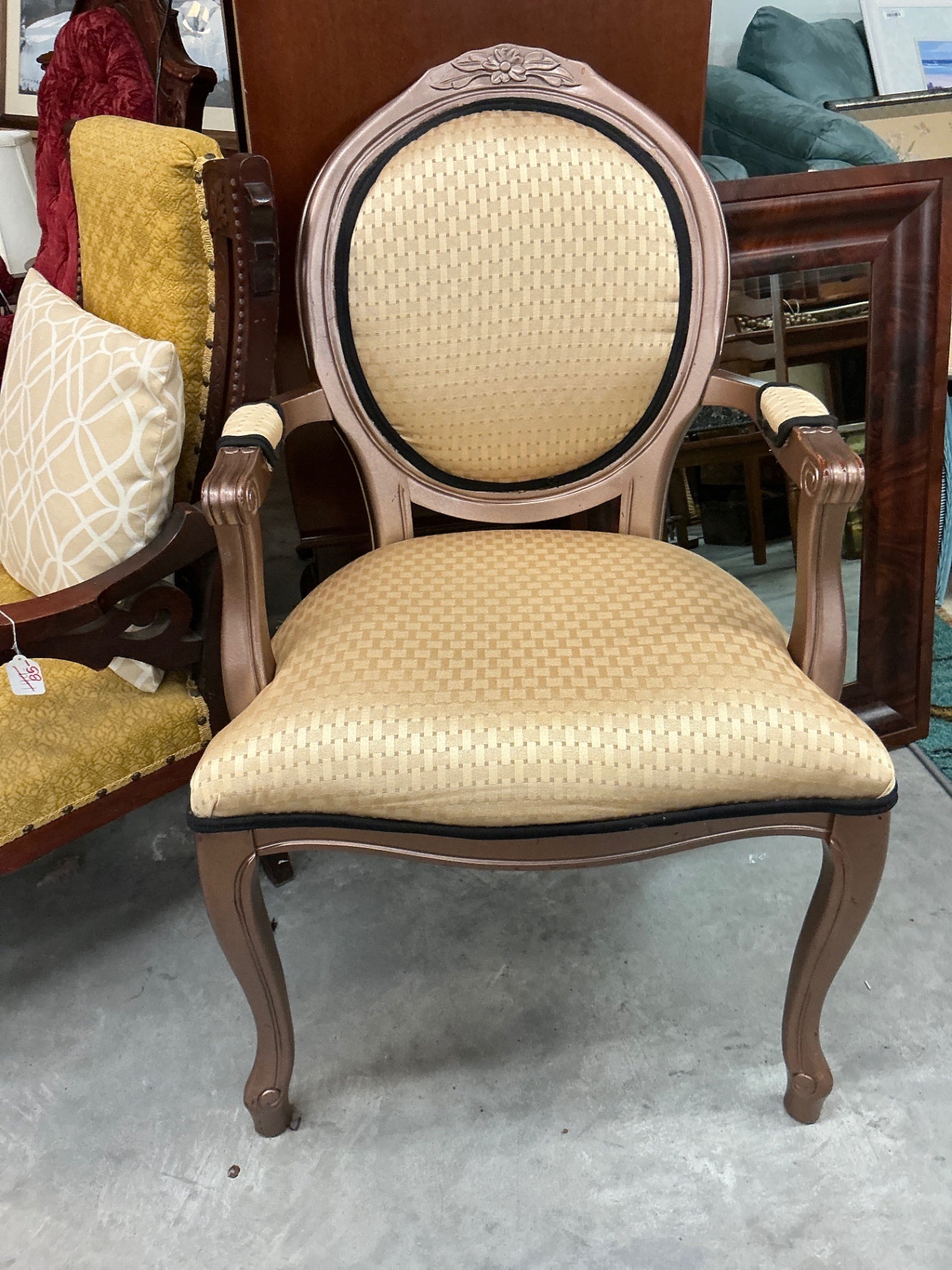 Armchair Beige Wood and fabric