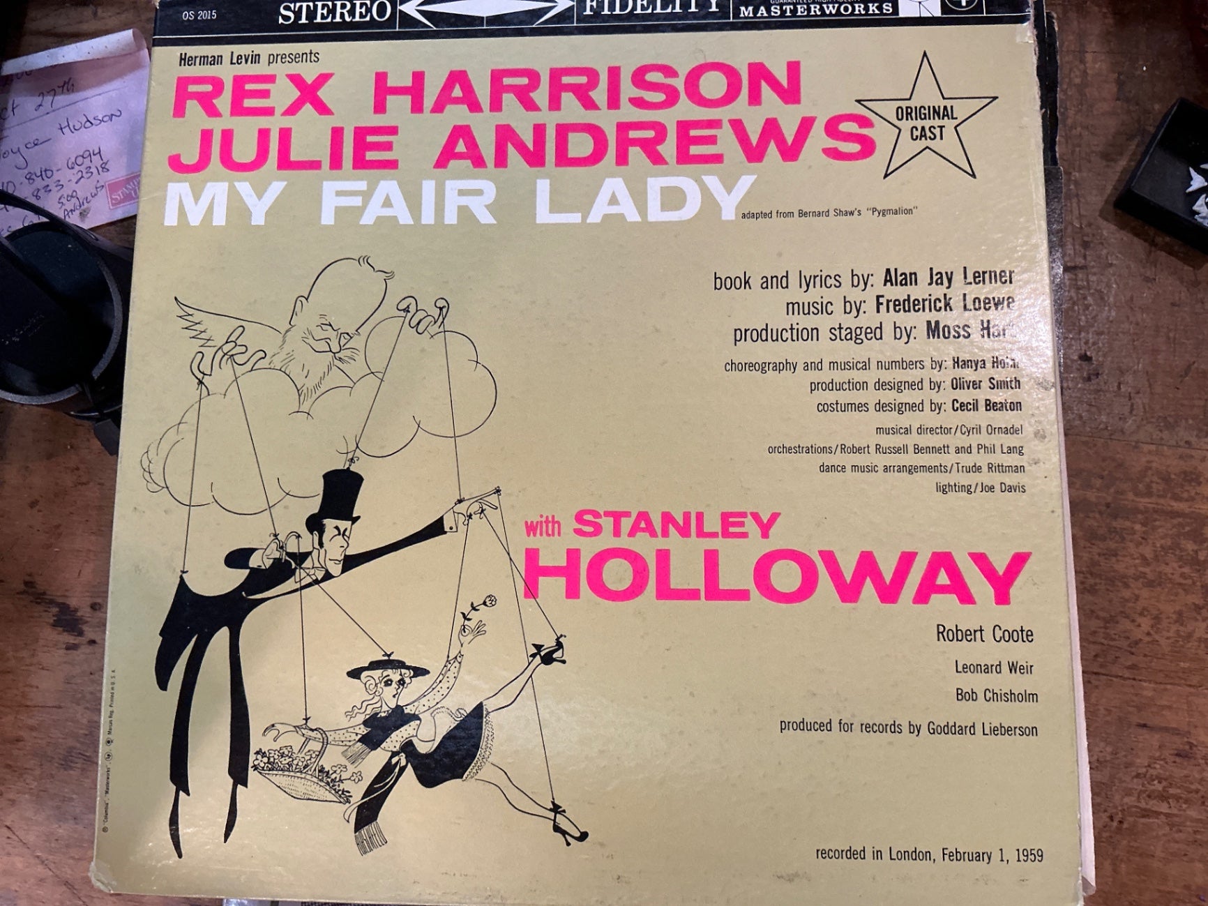 Vinyl Record Album Beige with pink, black, and white text and illustration Vinyl, Paper sleeve