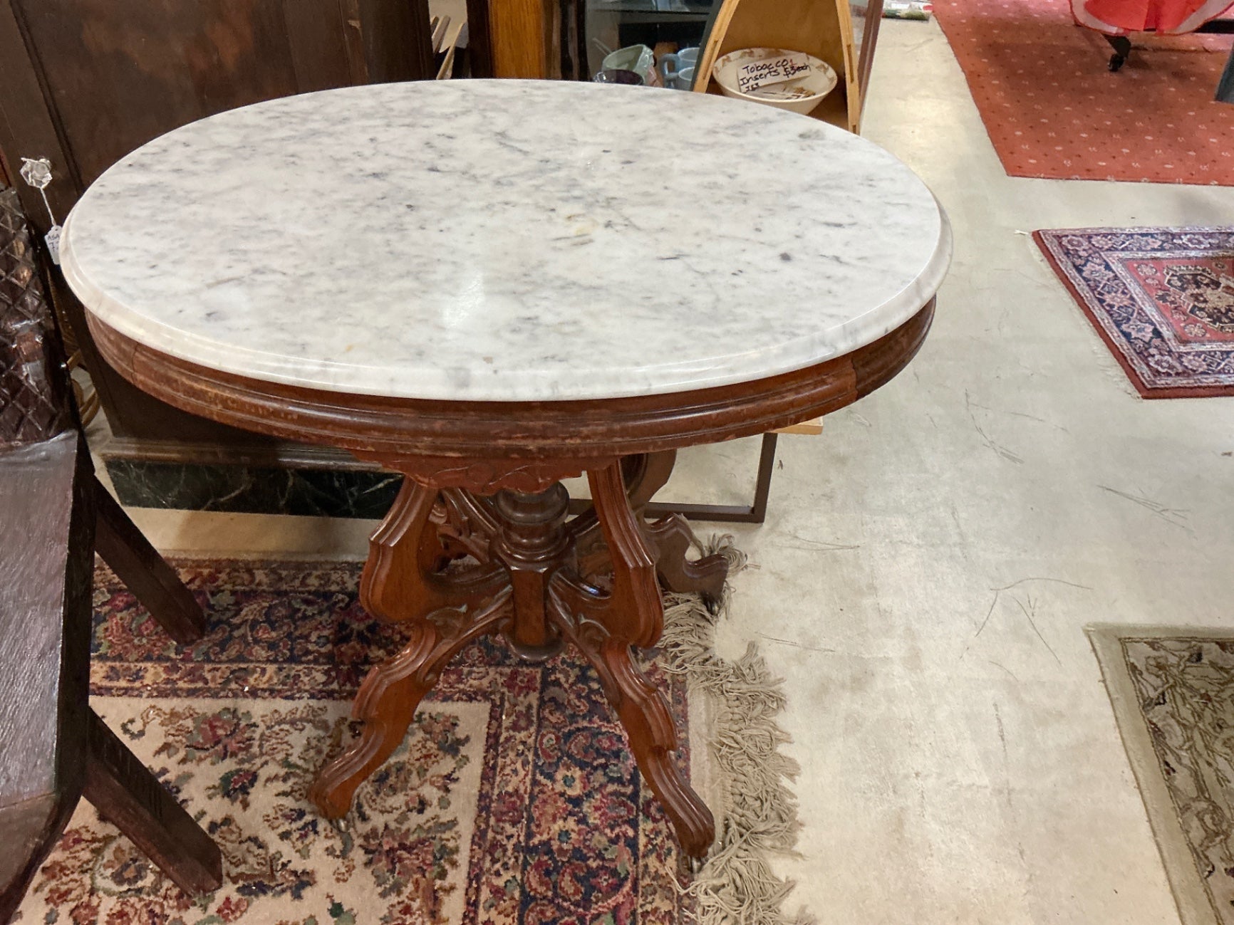 Marble Round table on wheels