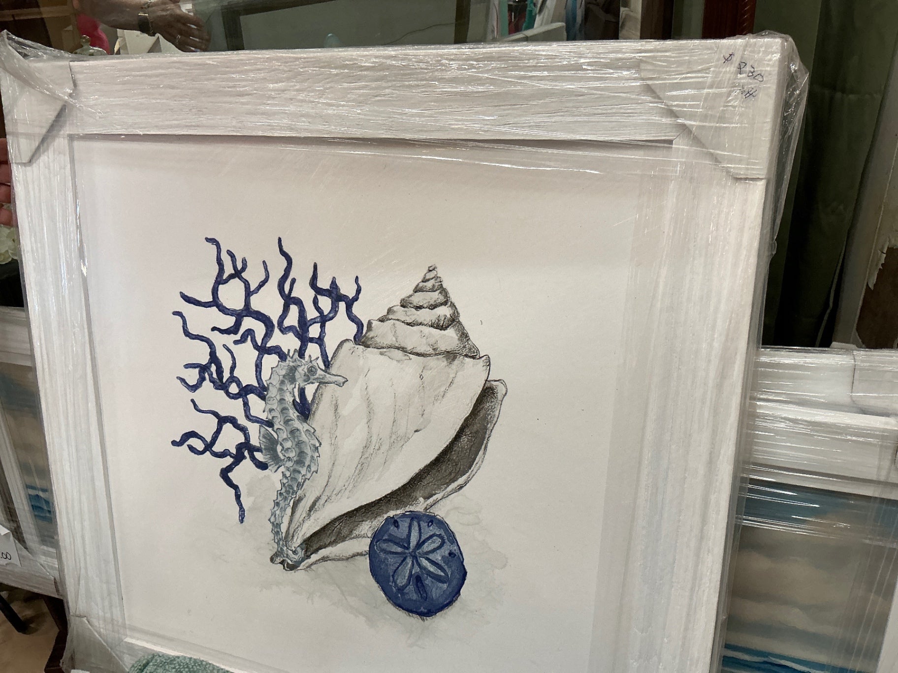 Painting White, Blue, Gray Canvas
